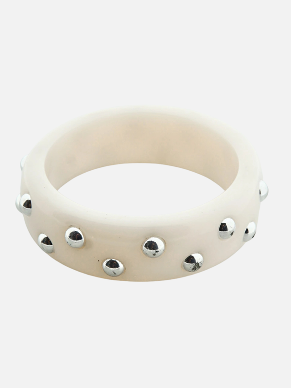 Resin studs bangle wit zilver