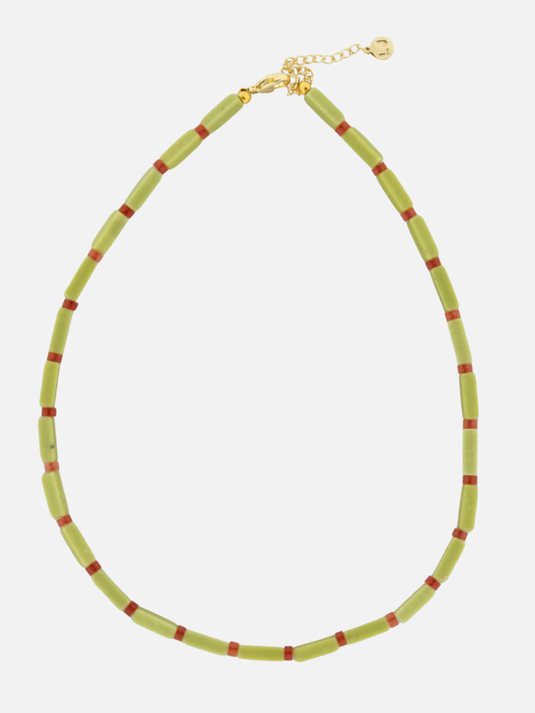 Pistacchio stenen tube ketting