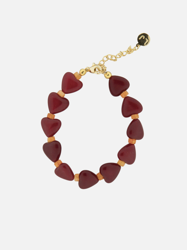 Bordeaux heart stenen armband