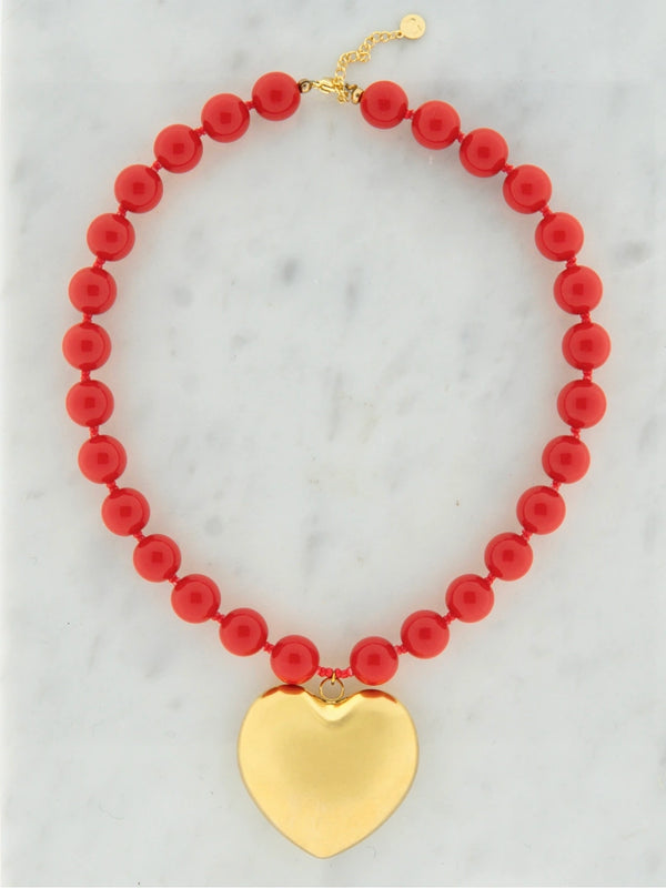 Bold beads ketting met groot hart