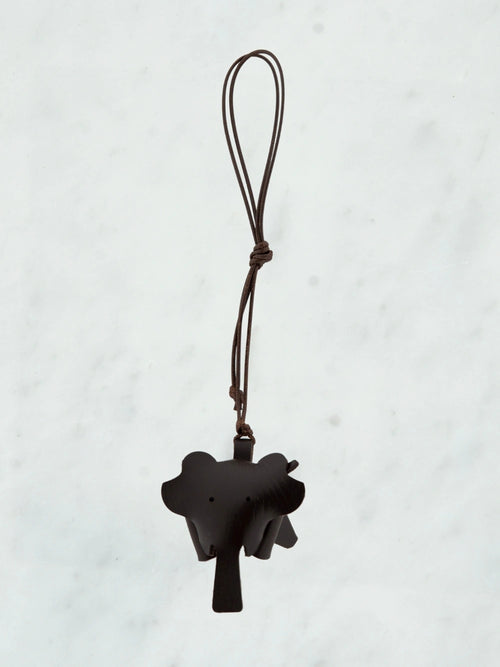 Bruine leren olifant bag charm