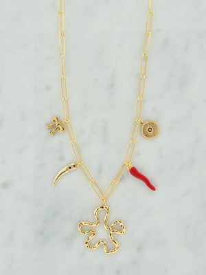 Chunky bedel ketting met grote klaver
