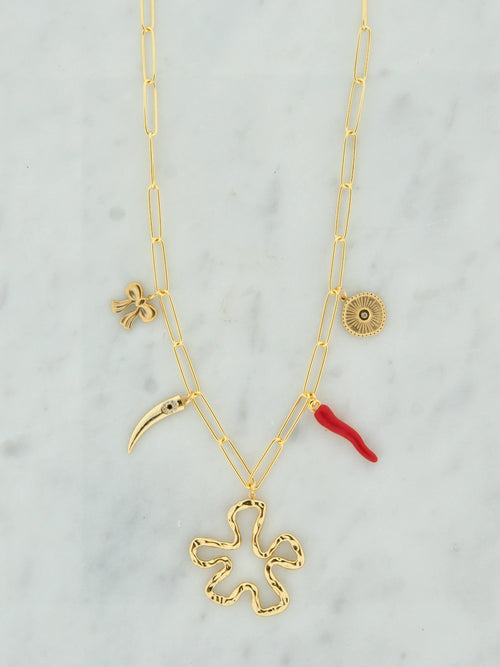 Chunky bedel ketting met grote klaver