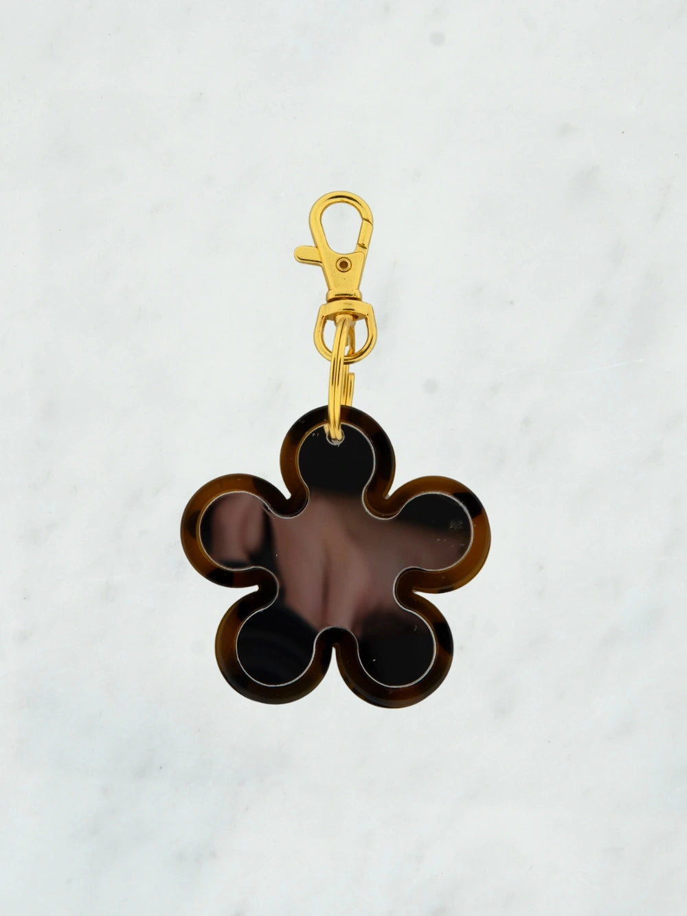 Mini tortoise bloem spiegel bag charm