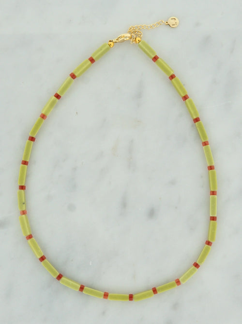 Pistacchio stenen tube ketting