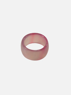 Rounded tube natuursteen ring roze
