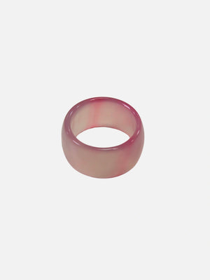 Rounded tube natuursteen ring roze