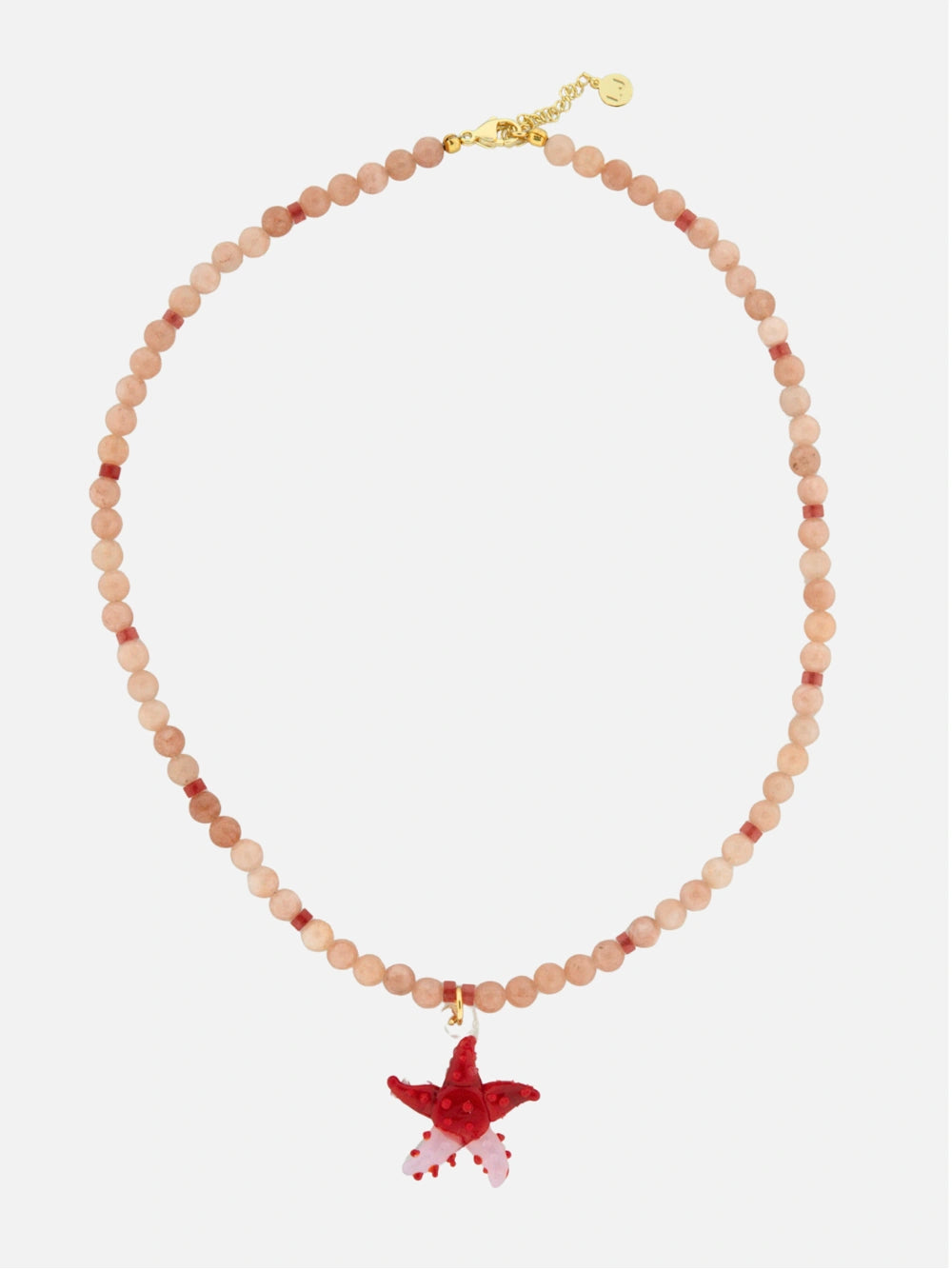 Roze stenen ketting met rode zeester