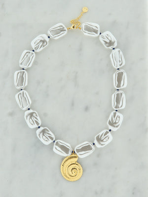 Super chunky parel schelp ketting