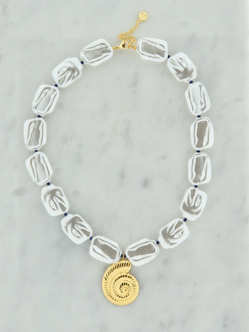 Super chunky parel schelp ketting
