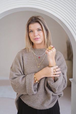 Witte stenen kralen ketting met peper