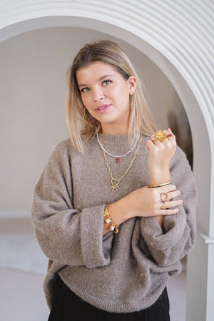 Witte stenen kralen ketting met peper