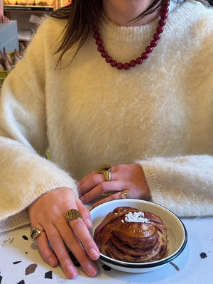 Ronde stripe ring goud