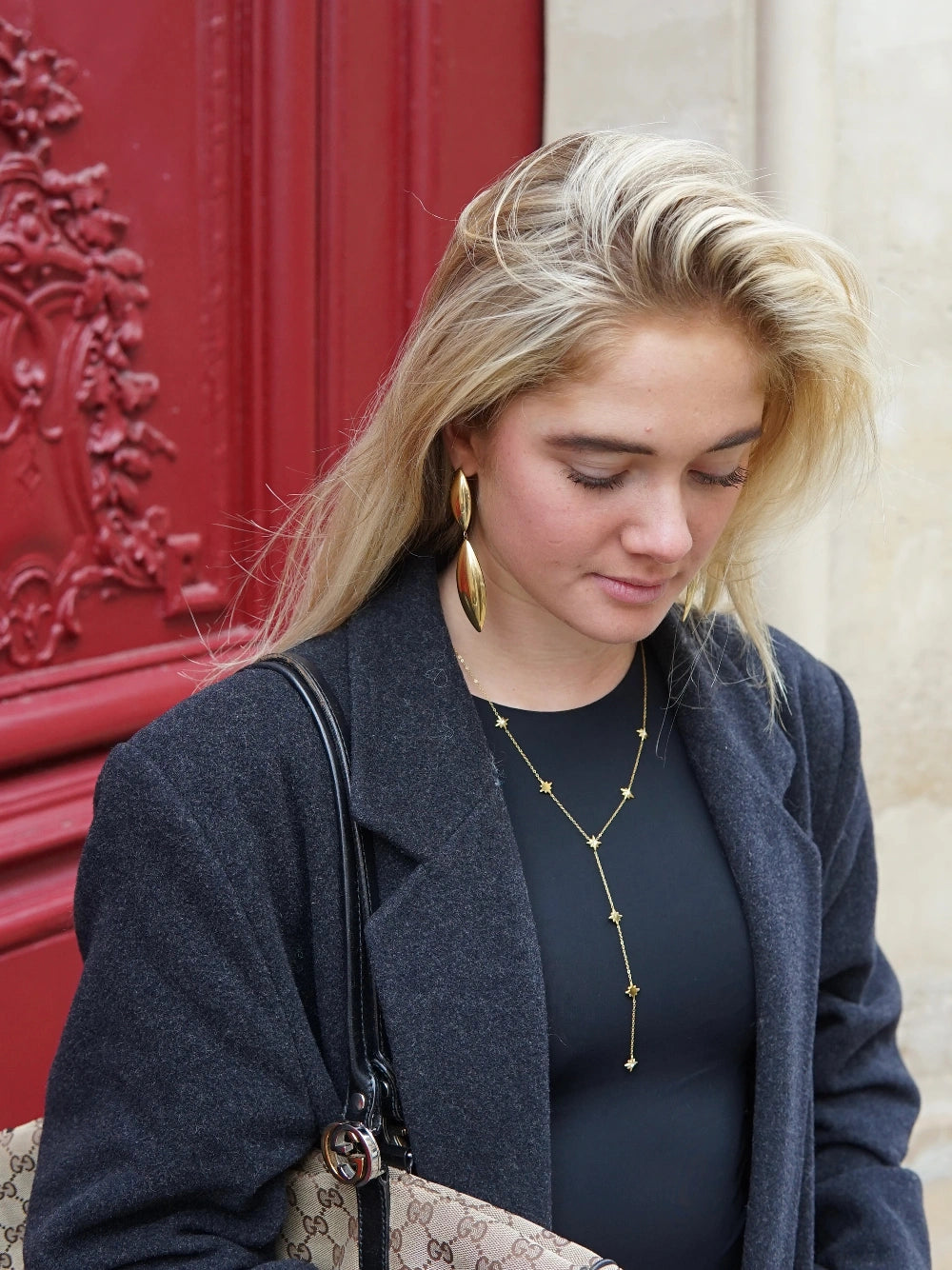 Golden drop oorbellen