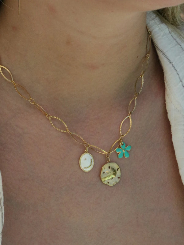Chunky chain with flower moon charms