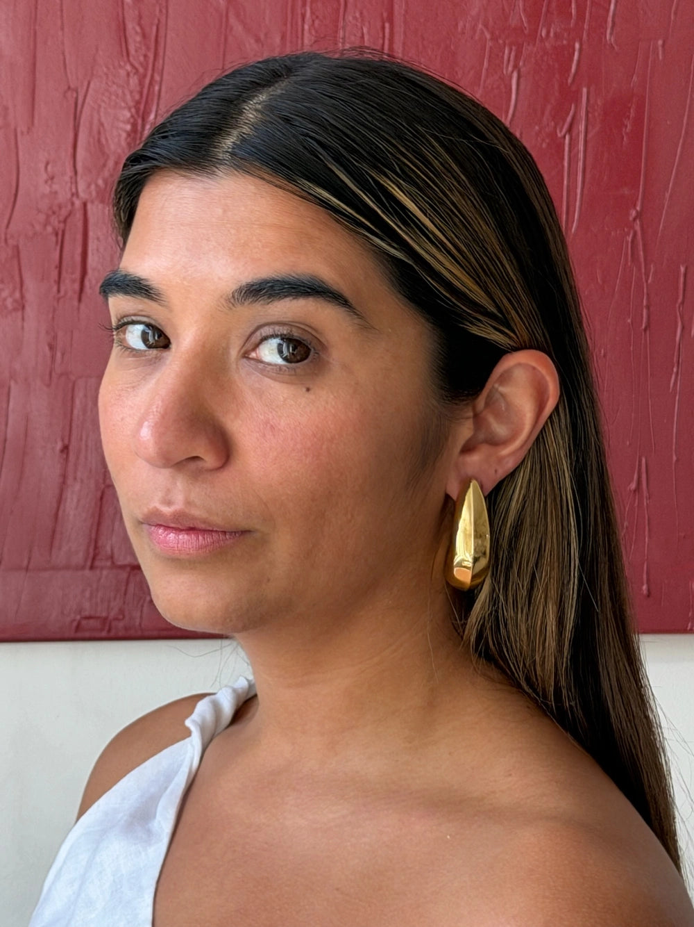 Oval chunky earrings gold