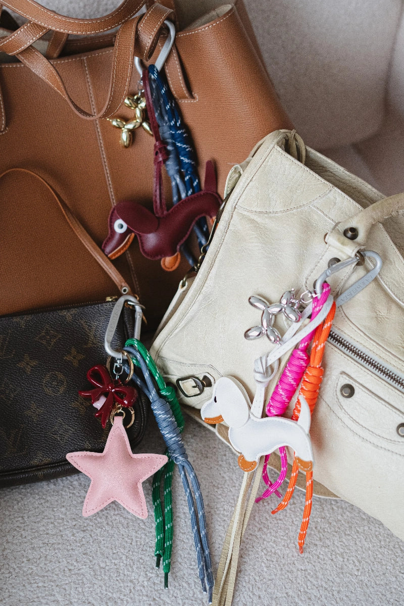 Mini bow bordeaux red bag charm