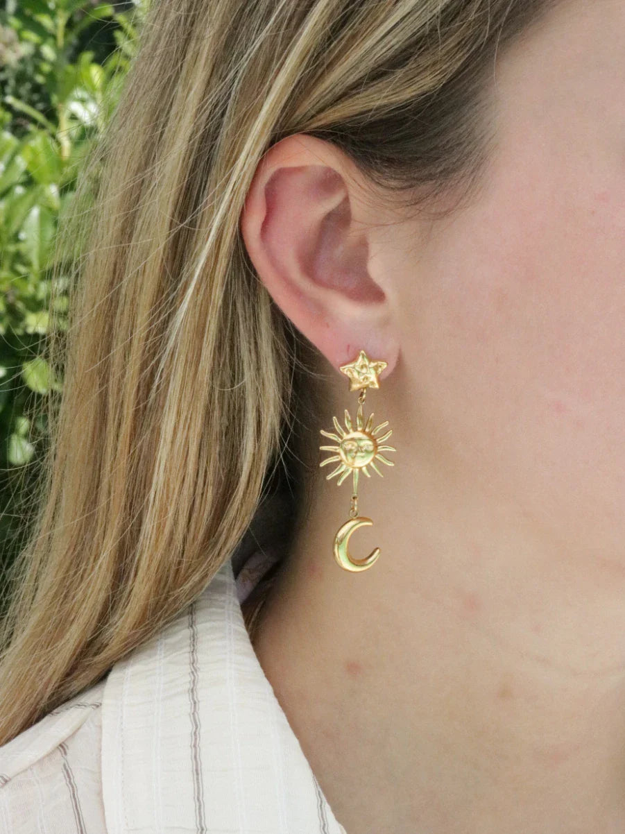 Ster zon maan oorbellen