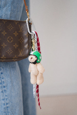 Brown teddy bear bag charm