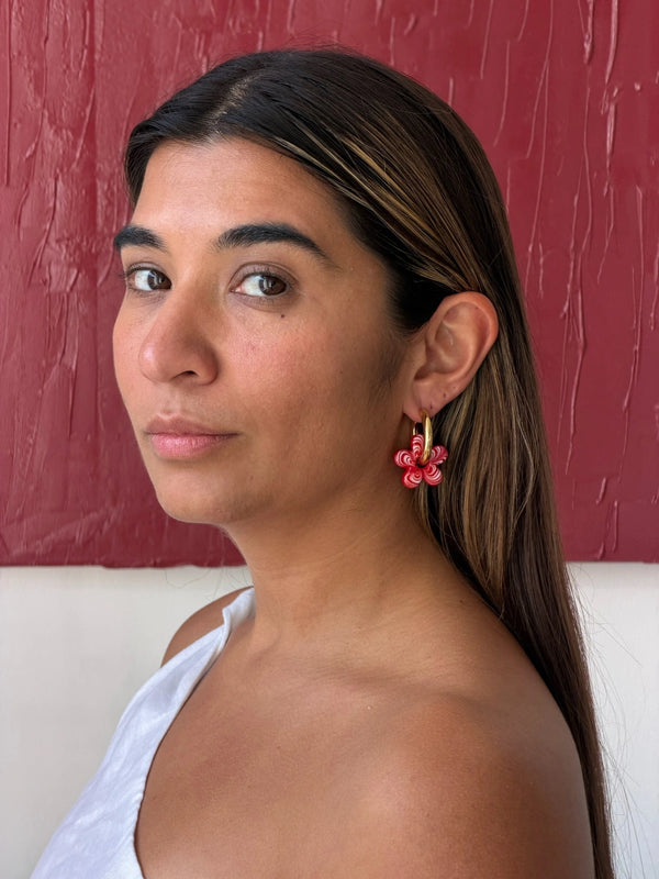 Flower me up oorbellen rood