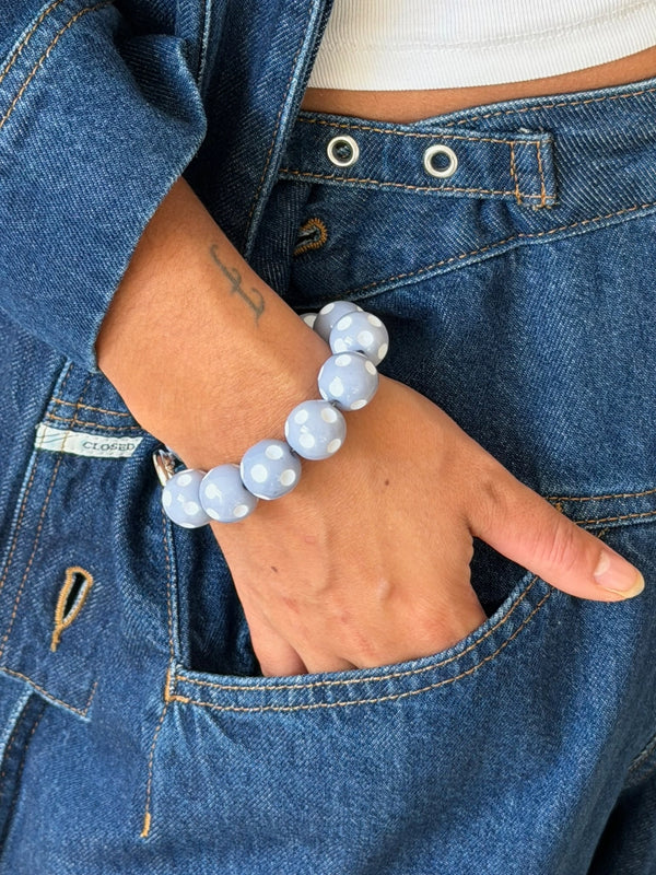 Polka dot armband blauw
