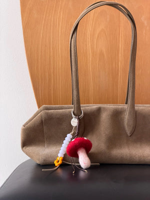 Flower keychain beige