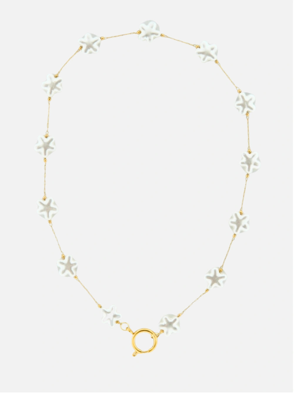 Bloem parel ketting met slotje