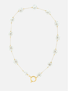 Bloem parel ketting met slotje