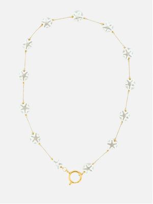 Bloem parel ketting met slotje