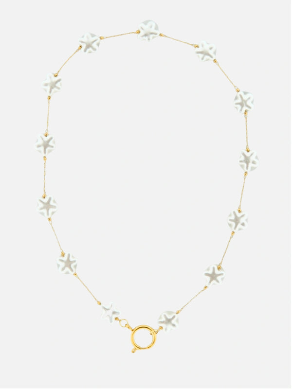 Bloem parel ketting met slotje