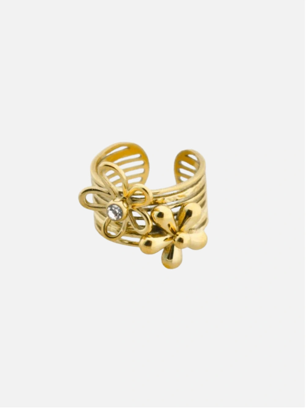 Chunky ring met bloemetjes goud