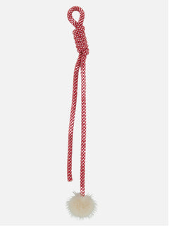 Funky long tie with pom pom