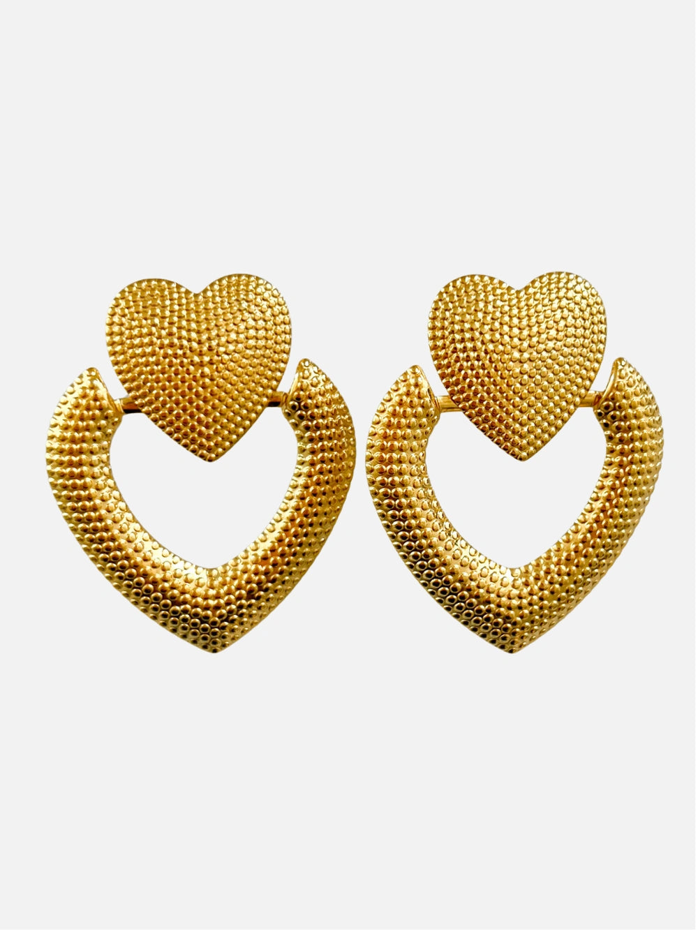 Grote hart dubbel oorbellen