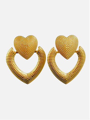 Grote hart dubbel oorbellen