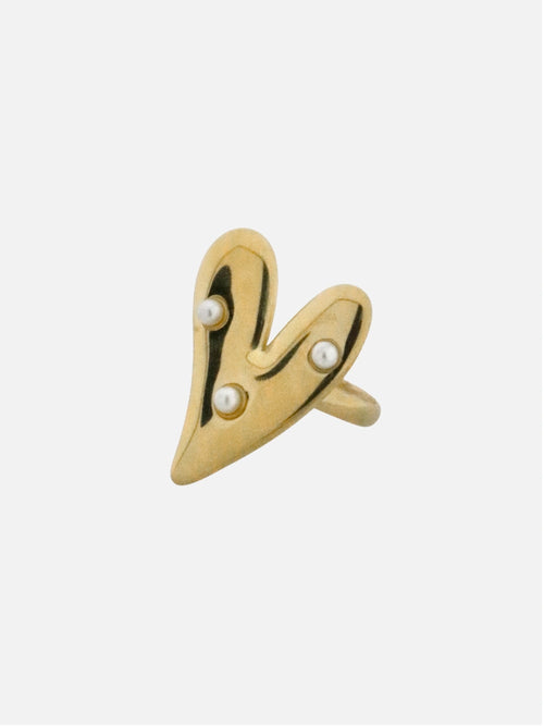 Grote hart ring met parels