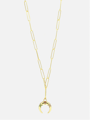 Necklace with half rhinestone moon