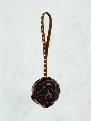 Leopard rose studs bag charm