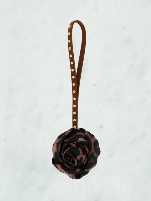 Leopard rose studs bag charm