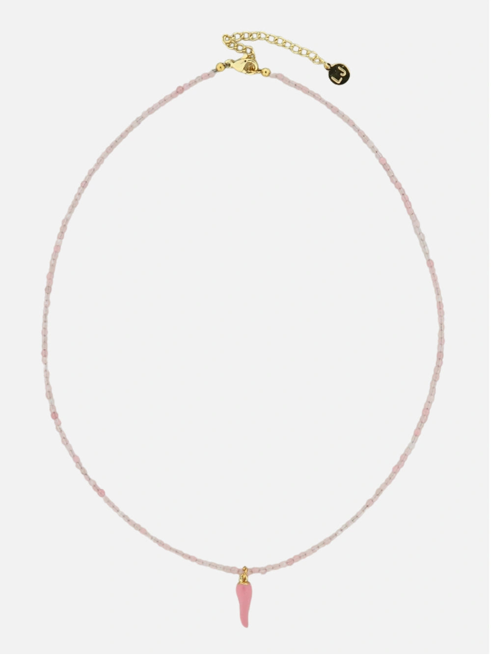 Light pink stone bead necklace with pepper