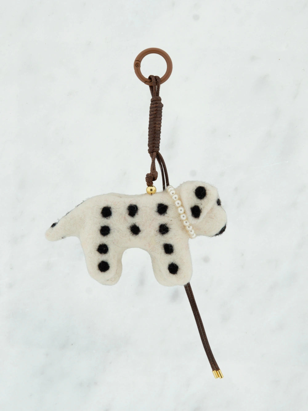 Luxury felt dog pearl bag charm