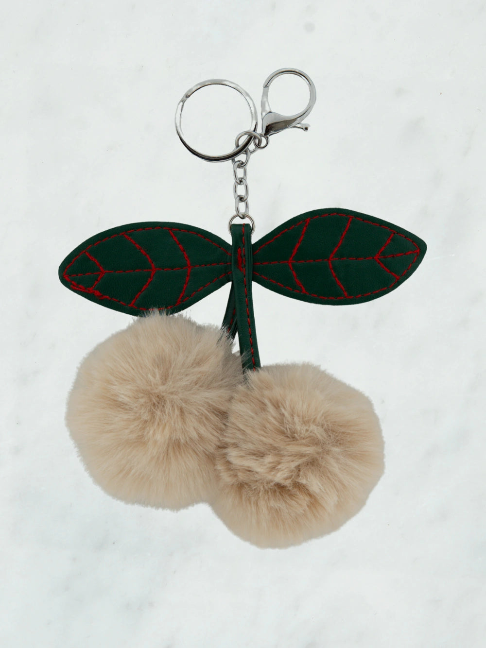 Mega fluffy cherry bag charm