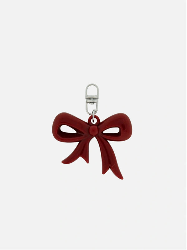 Mini bow bordeaux red bag charm