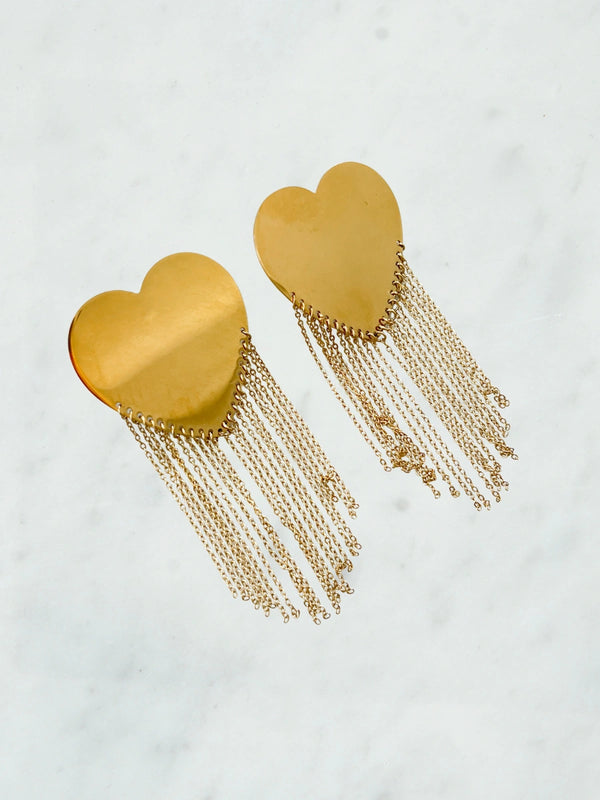 Mega heart glitter disco earrings