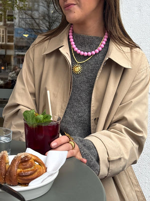 Sunny side gele kralen ketting met zon