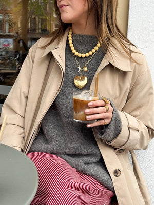 Mega chunky ketting met groot hart en bedels