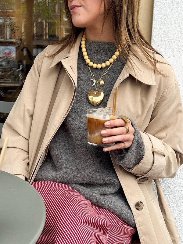 Mega chunky ketting met groot hart en bedels