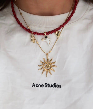 Beaded ketting bordeaux rood met bedels