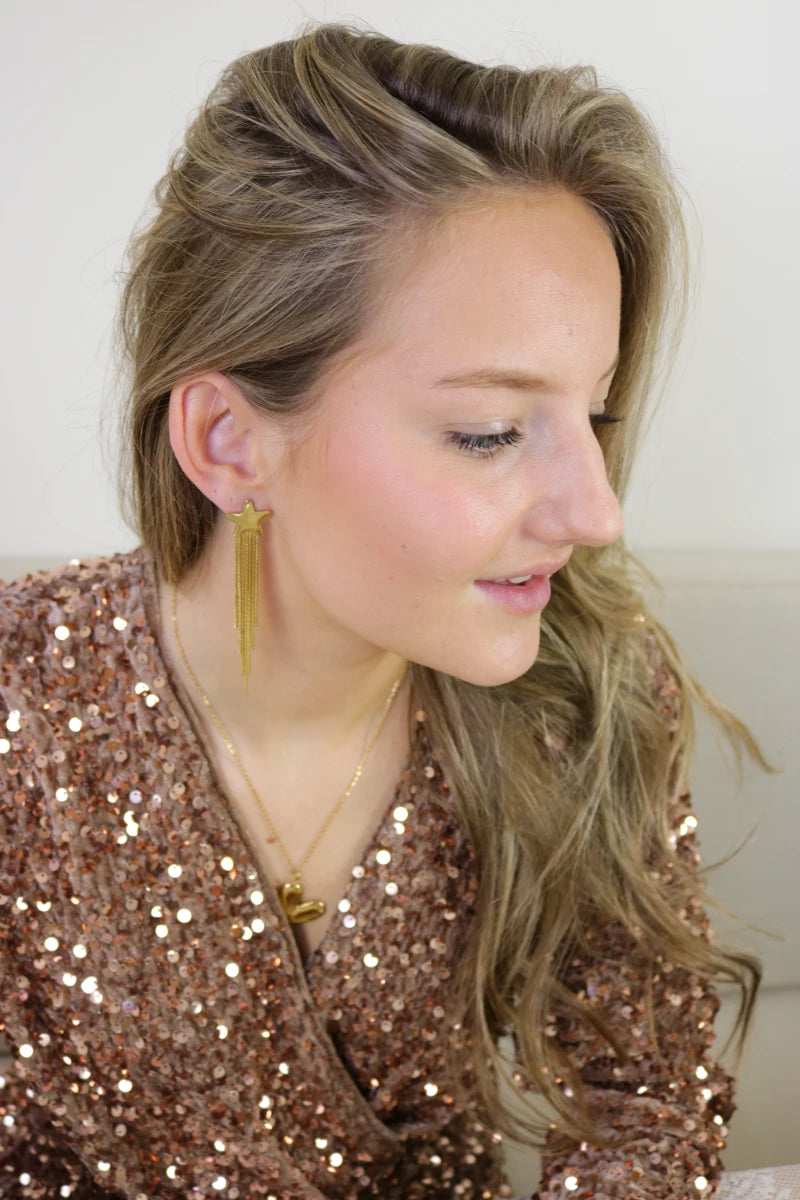 Ster party lange oorbellen