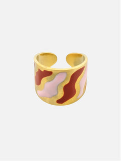 Pink bordeaux striped ring