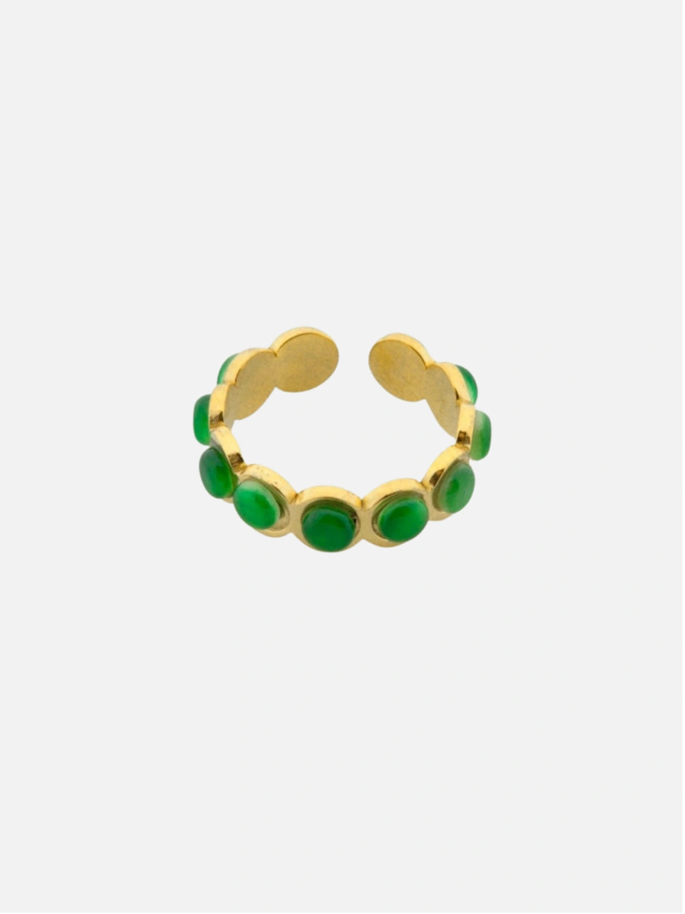 Ring met groene ronde steentjes